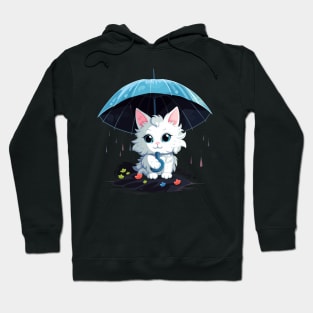 Turkish Angora Rainy Day With Umbrella Hoodie